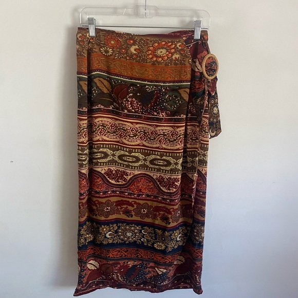 Vintage 1990’s Express Silk Boho Wrap Skirt - Picture 1 of 7